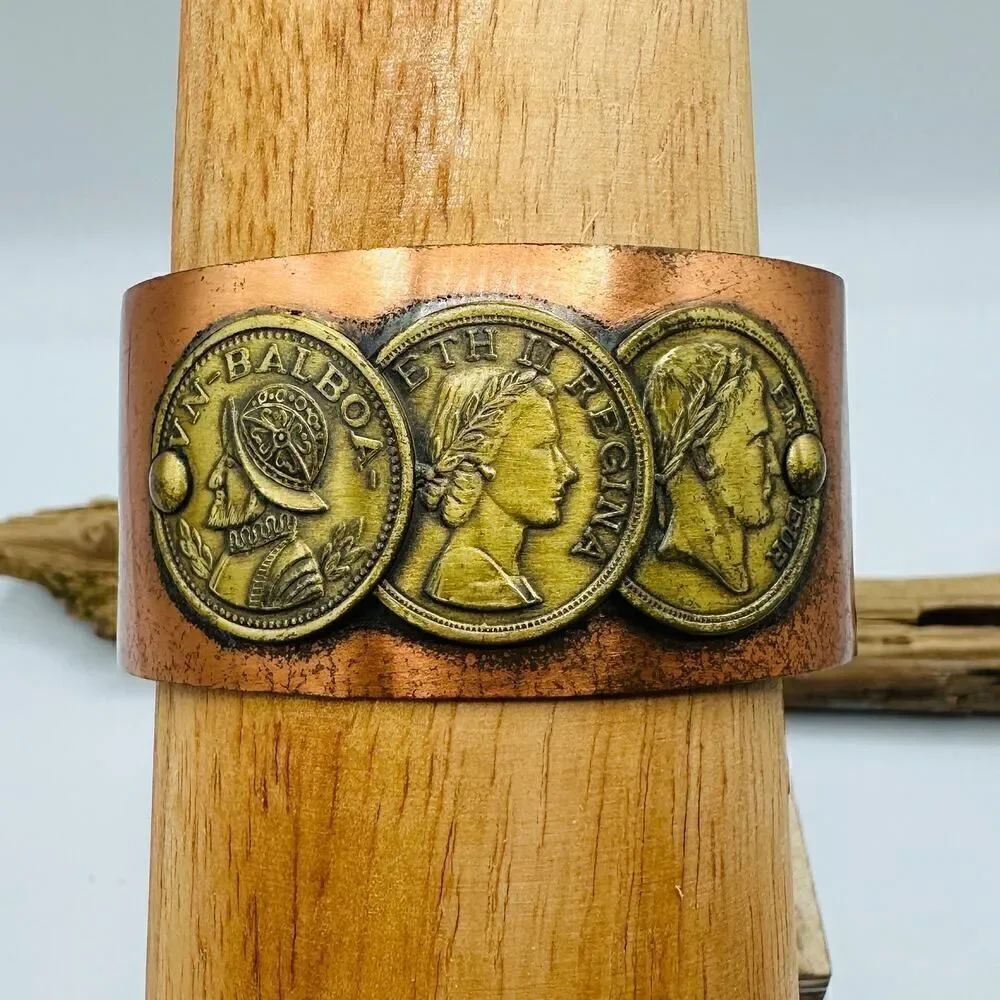 Vintage Copper Coin Cuff